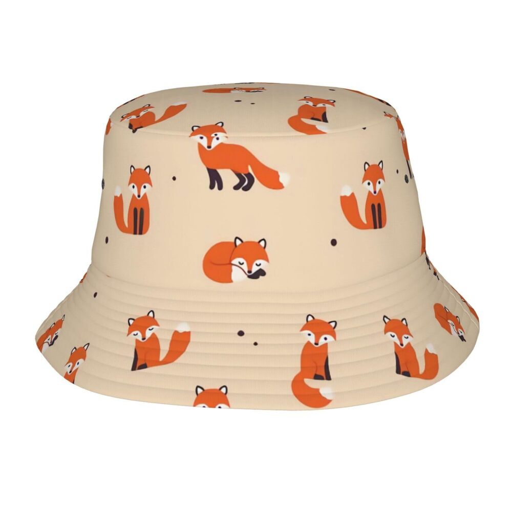 4256 Vintage Cute Little Red Fox Bucket Hat and Packable Travel Summer Sun